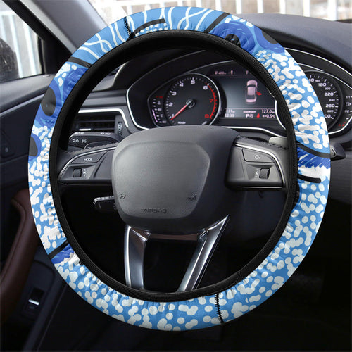 Australia Aboriginal Fathers Day Steering Wheel Cover Indigenous Dot Art Pattern - Parent Child