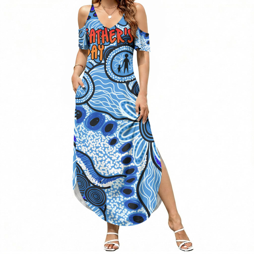 Australia Aboriginal Fathers Day Summer Maxi Dress Indigenous Dot Art Pattern - Parent Child
