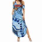 Australia Aboriginal Fathers Day Summer Maxi Dress Indigenous Dot Art Pattern - Parent Child