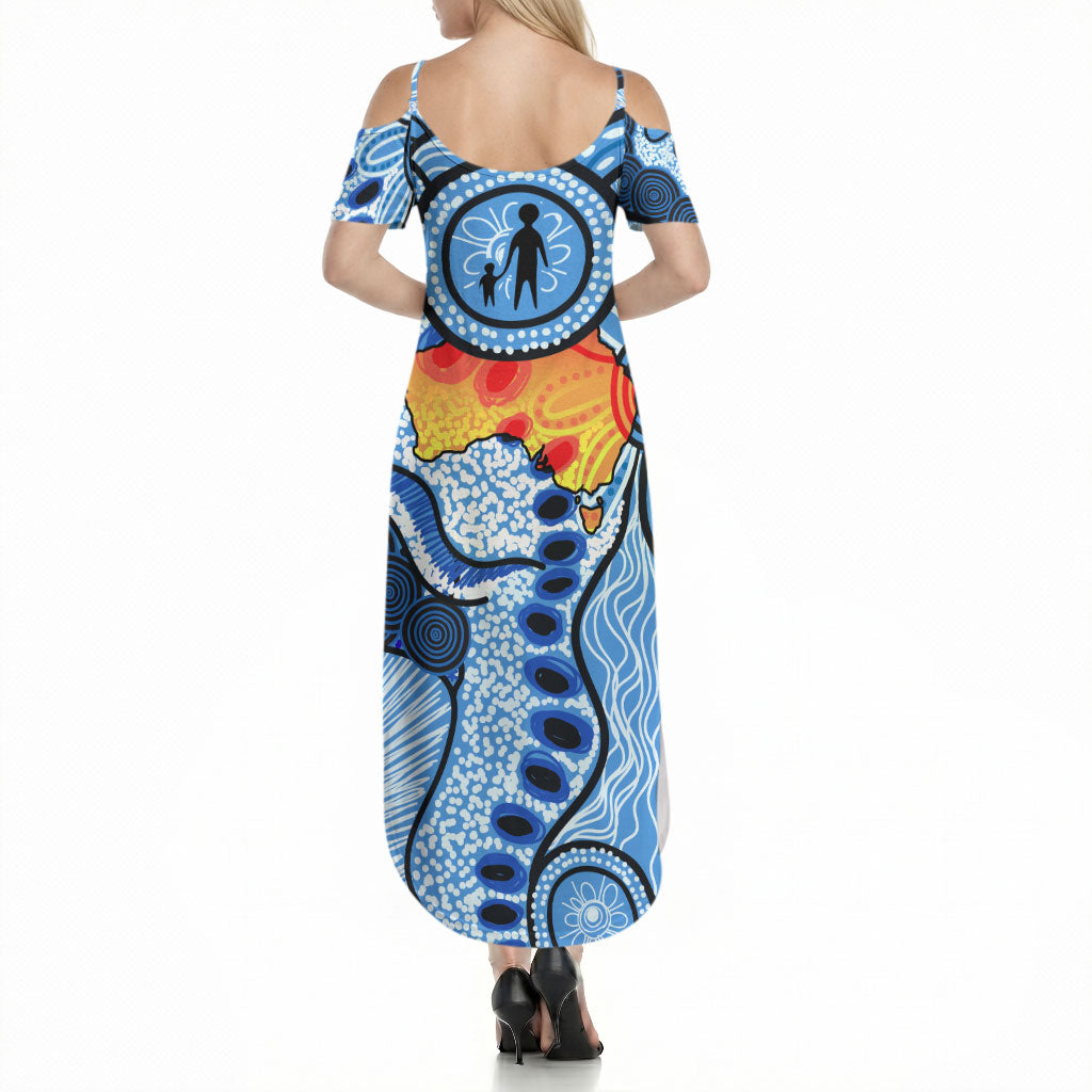 Australia Aboriginal Fathers Day Summer Maxi Dress Indigenous Dot Art Pattern - Parent Child