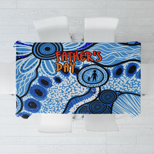 Australia Aboriginal Fathers Day Tablecloth Indigenous Dot Art Pattern - Parent Child