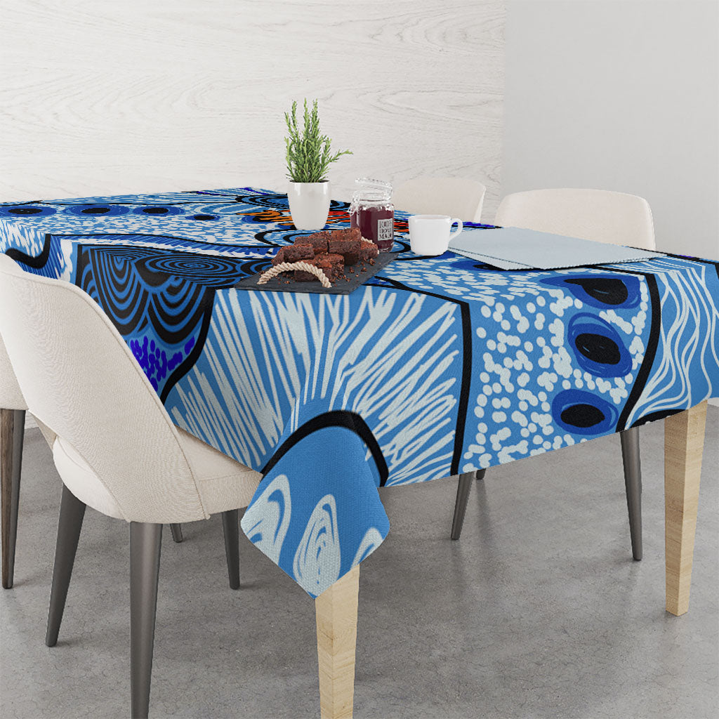 Australia Aboriginal Fathers Day Tablecloth Indigenous Dot Art Pattern - Parent Child