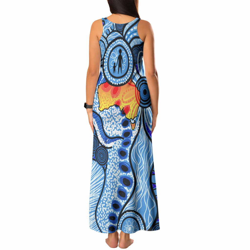 Australia Aboriginal Fathers Day Tank Maxi Dress Indigenous Dot Art Pattern - Parent Child