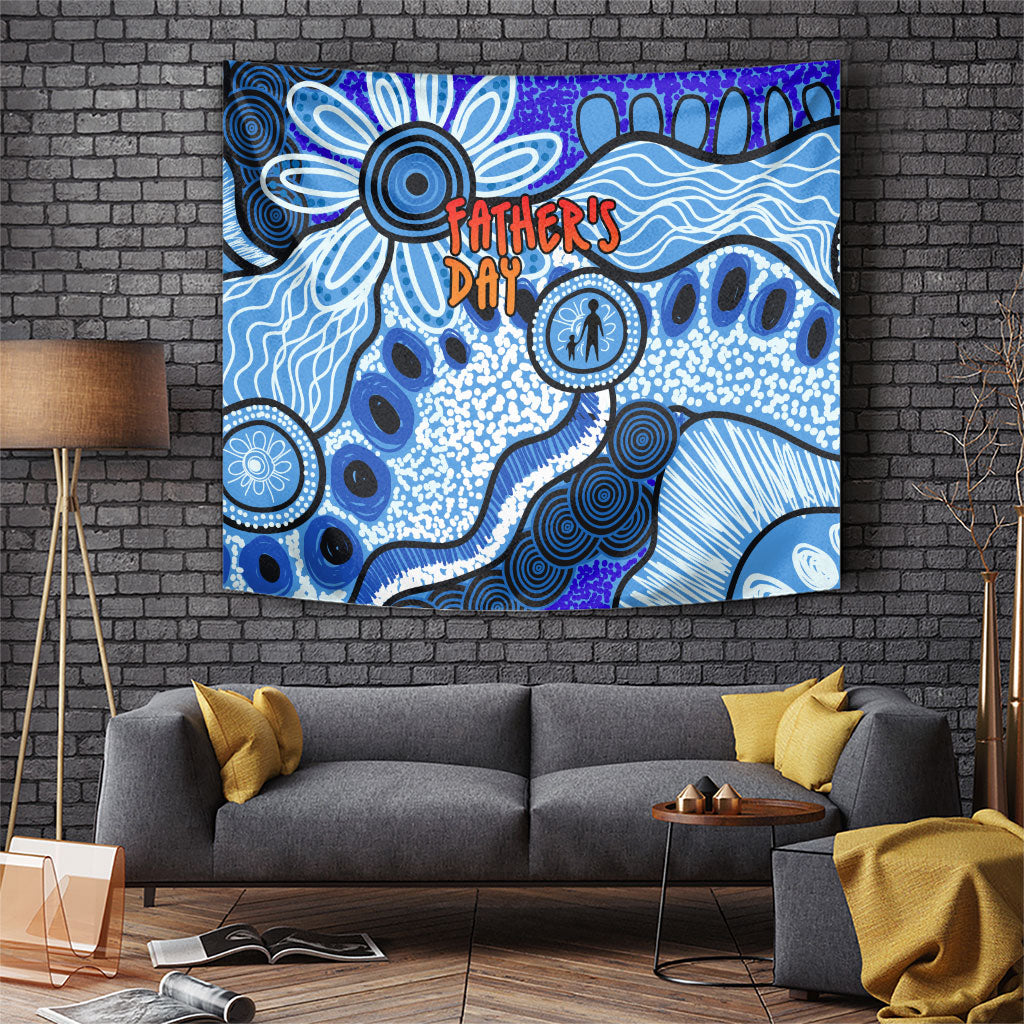 Australia Aboriginal Fathers Day Tapestry Indigenous Dot Art Pattern - Parent Child