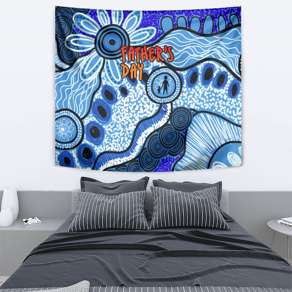 Australia Aboriginal Fathers Day Tapestry Indigenous Dot Art Pattern - Parent Child