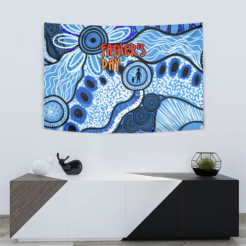 Australia Aboriginal Fathers Day Tapestry Indigenous Dot Art Pattern - Parent Child