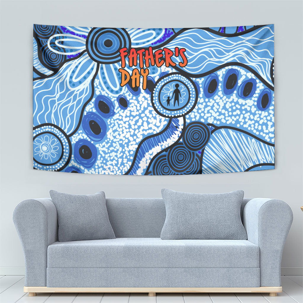 Australia Aboriginal Fathers Day Tapestry Indigenous Dot Art Pattern - Parent Child