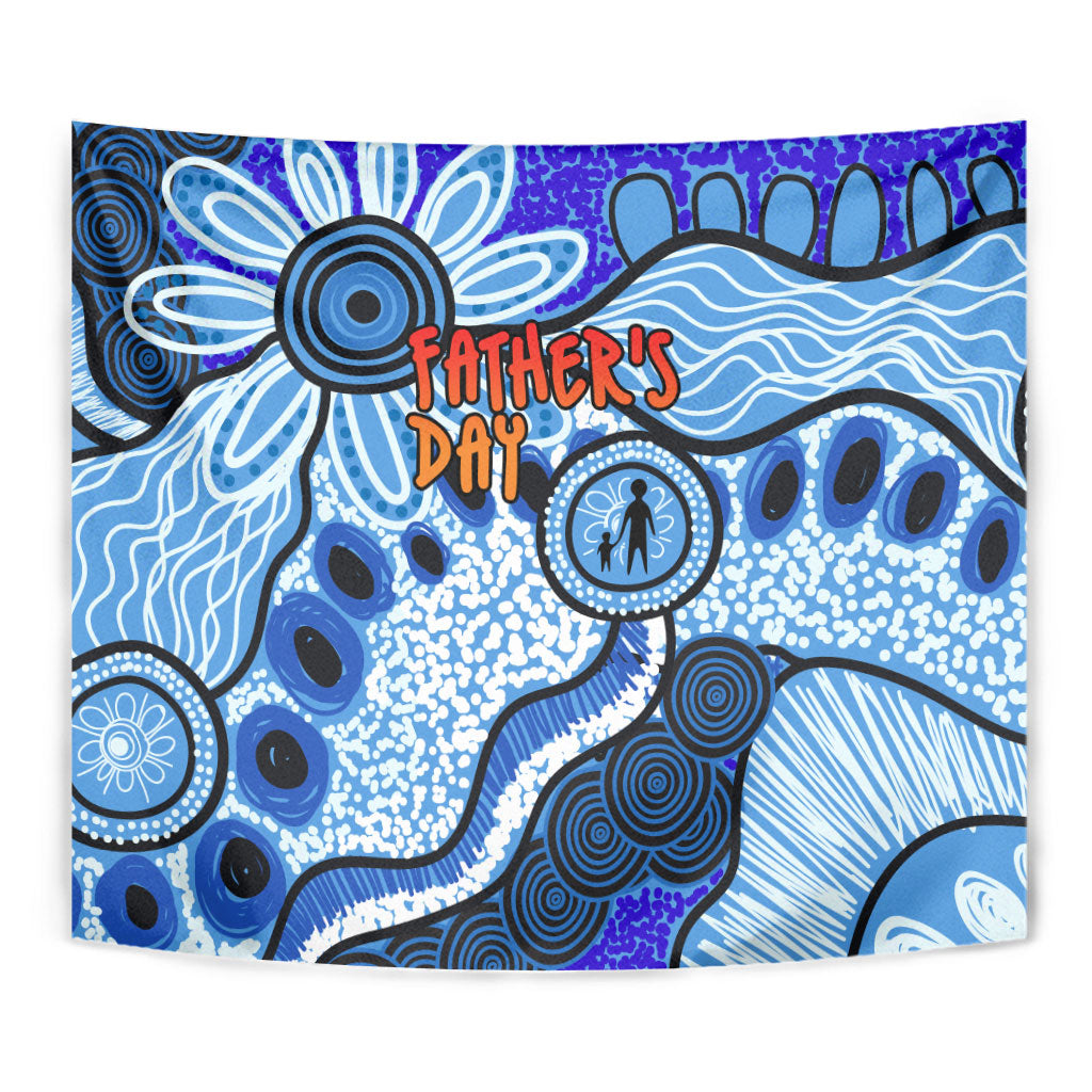 Australia Aboriginal Fathers Day Tapestry Indigenous Dot Art Pattern - Parent Child
