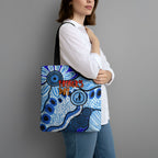 Australia Aboriginal Fathers Day Tote Bag Indigenous Dot Art Pattern - Parent Child