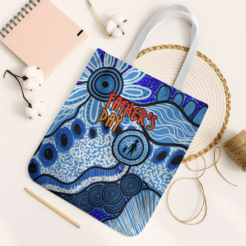 Australia Aboriginal Fathers Day Tote Bag Indigenous Dot Art Pattern - Parent Child