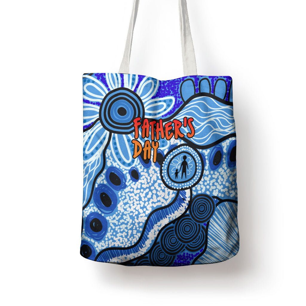 Australia Aboriginal Fathers Day Tote Bag Indigenous Dot Art Pattern - Parent Child