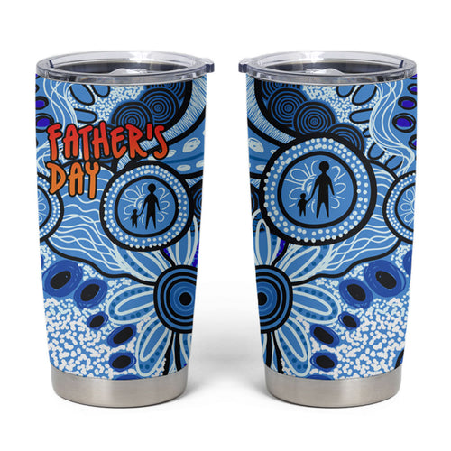 Australia Aboriginal Fathers Day Tumbler Cup Indigenous Dot Art Pattern - Parent Child