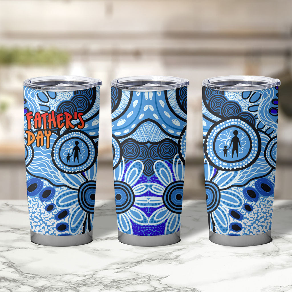 Australia Aboriginal Fathers Day Tumbler Cup Indigenous Dot Art Pattern - Parent Child