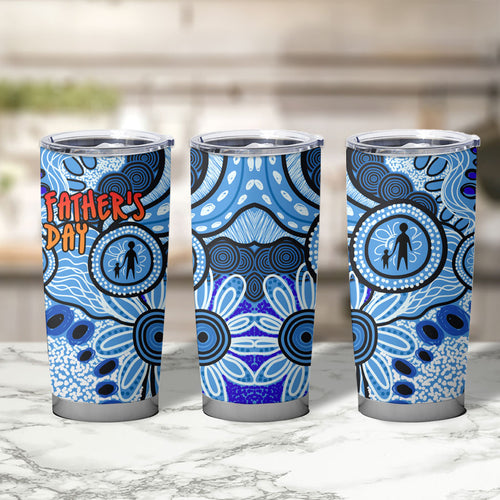 Australia Aboriginal Fathers Day Tumbler Cup Indigenous Dot Art Pattern - Parent Child