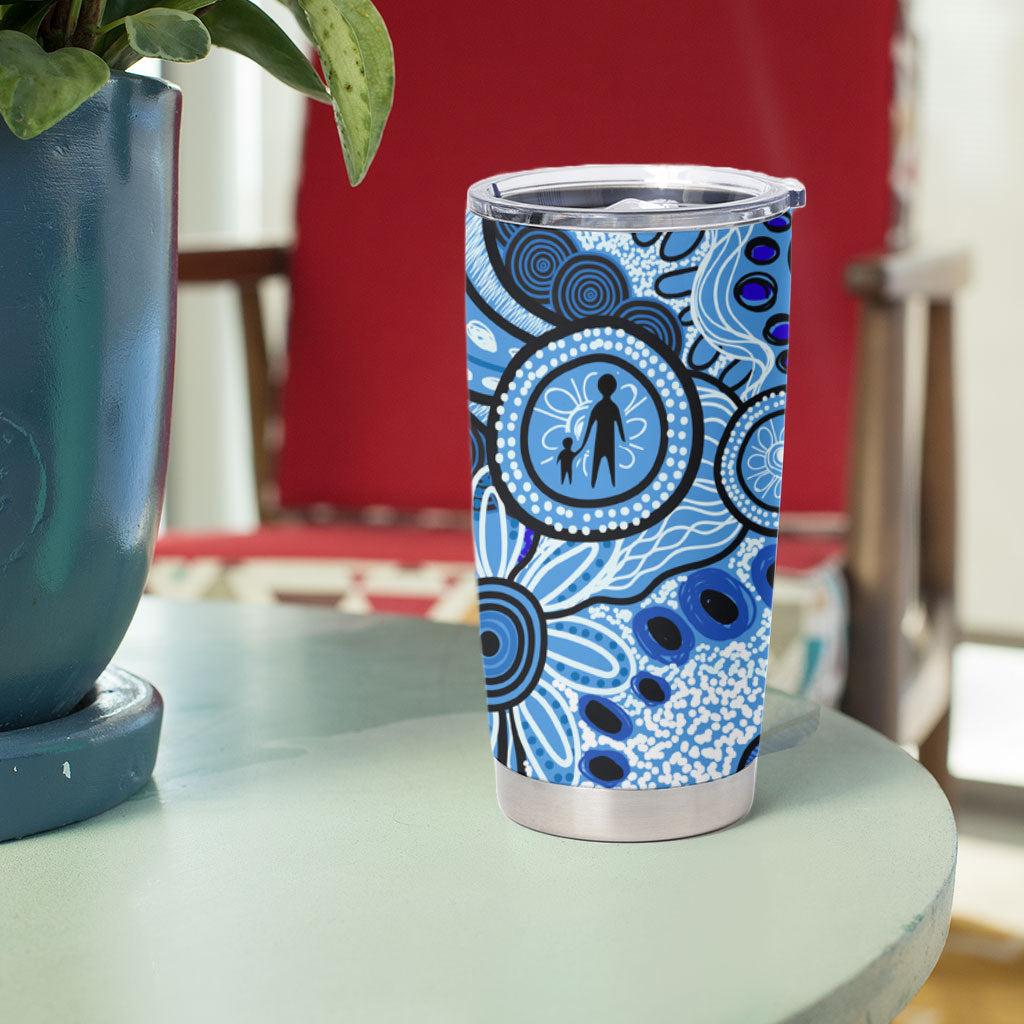 Australia Aboriginal Fathers Day Tumbler Cup Indigenous Dot Art Pattern - Parent Child