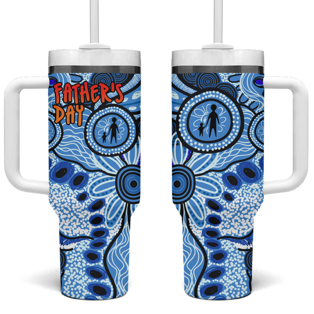 Australia Aboriginal Fathers Day Tumbler With Handle Indigenous Dot Art Pattern - Parent Child