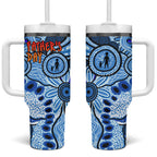 Australia Aboriginal Fathers Day Tumbler With Handle Indigenous Dot Art Pattern - Parent Child