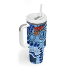 Australia Aboriginal Fathers Day Tumbler With Handle Indigenous Dot Art Pattern - Parent Child