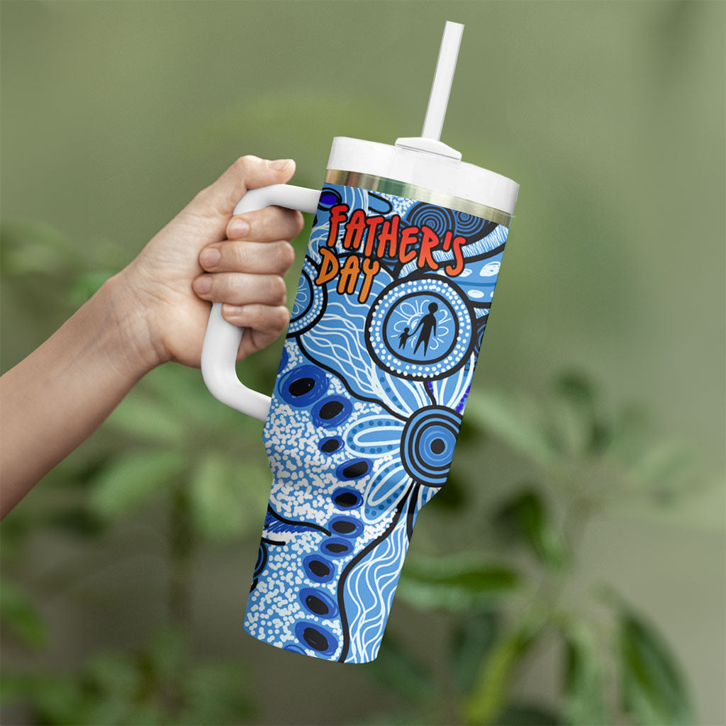 Australia Aboriginal Fathers Day Tumbler With Handle Indigenous Dot Art Pattern - Parent Child