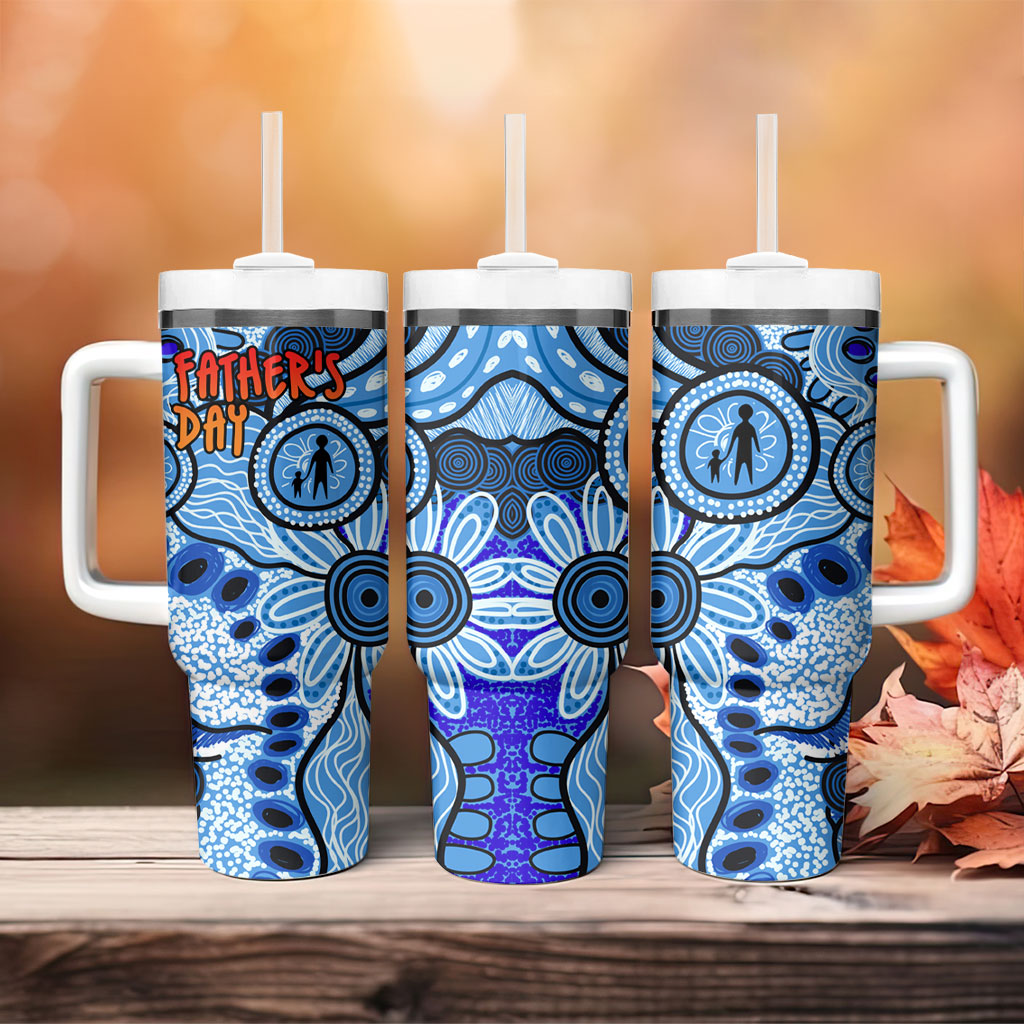 Australia Aboriginal Fathers Day Tumbler With Handle Indigenous Dot Art Pattern - Parent Child