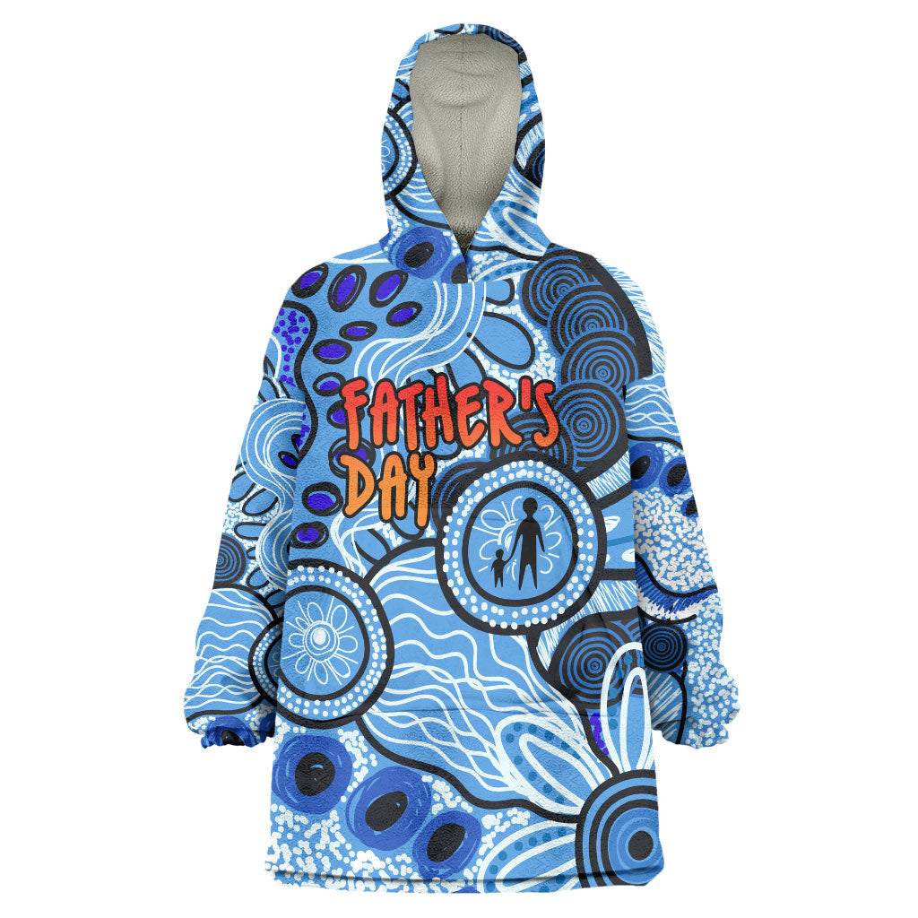 Australia Aboriginal Fathers Day Wearable Blanket Hoodie Indigenous Dot Art Pattern - Parent Child