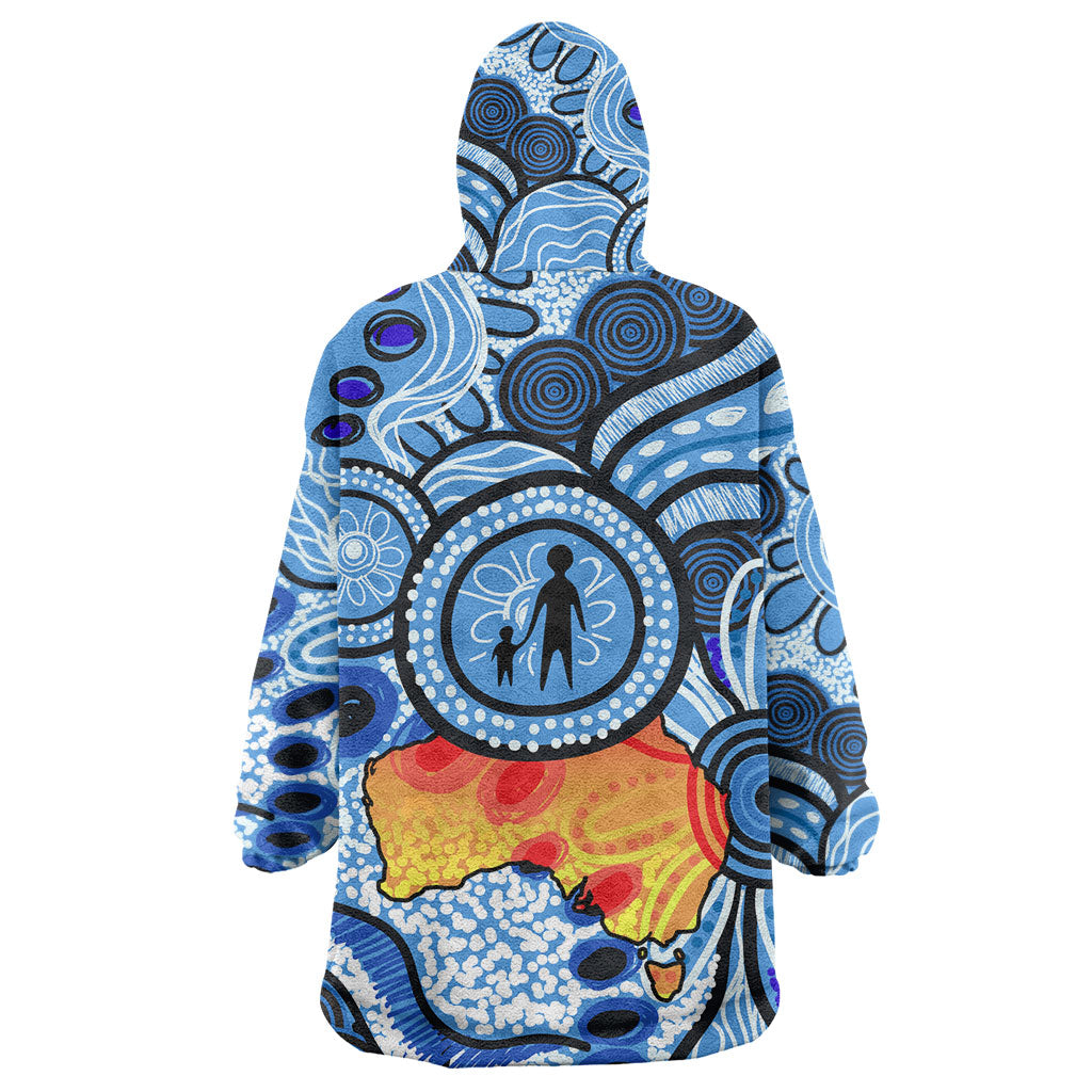 Australia Aboriginal Fathers Day Wearable Blanket Hoodie Indigenous Dot Art Pattern - Parent Child