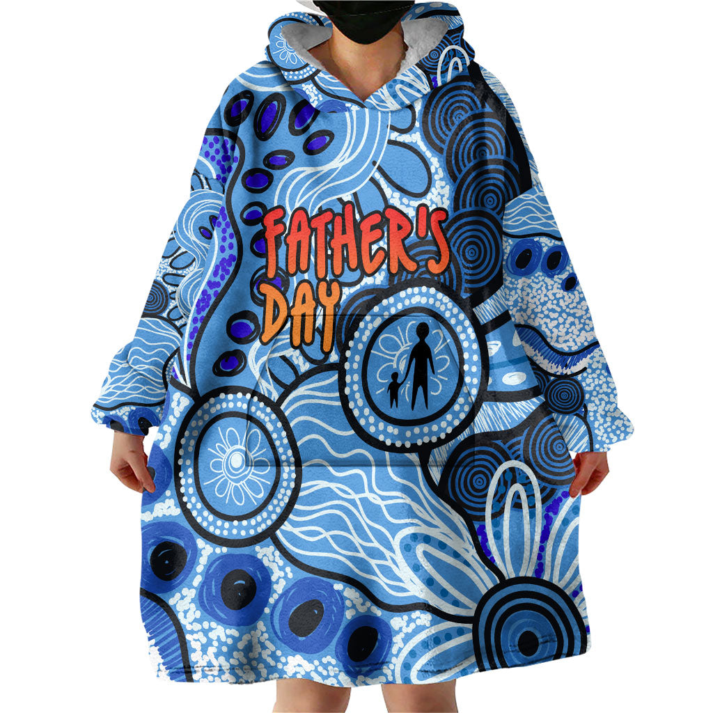 Australia Aboriginal Fathers Day Wearable Blanket Hoodie Indigenous Dot Art Pattern - Parent Child