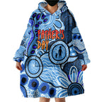 Australia Aboriginal Fathers Day Wearable Blanket Hoodie Indigenous Dot Art Pattern - Parent Child