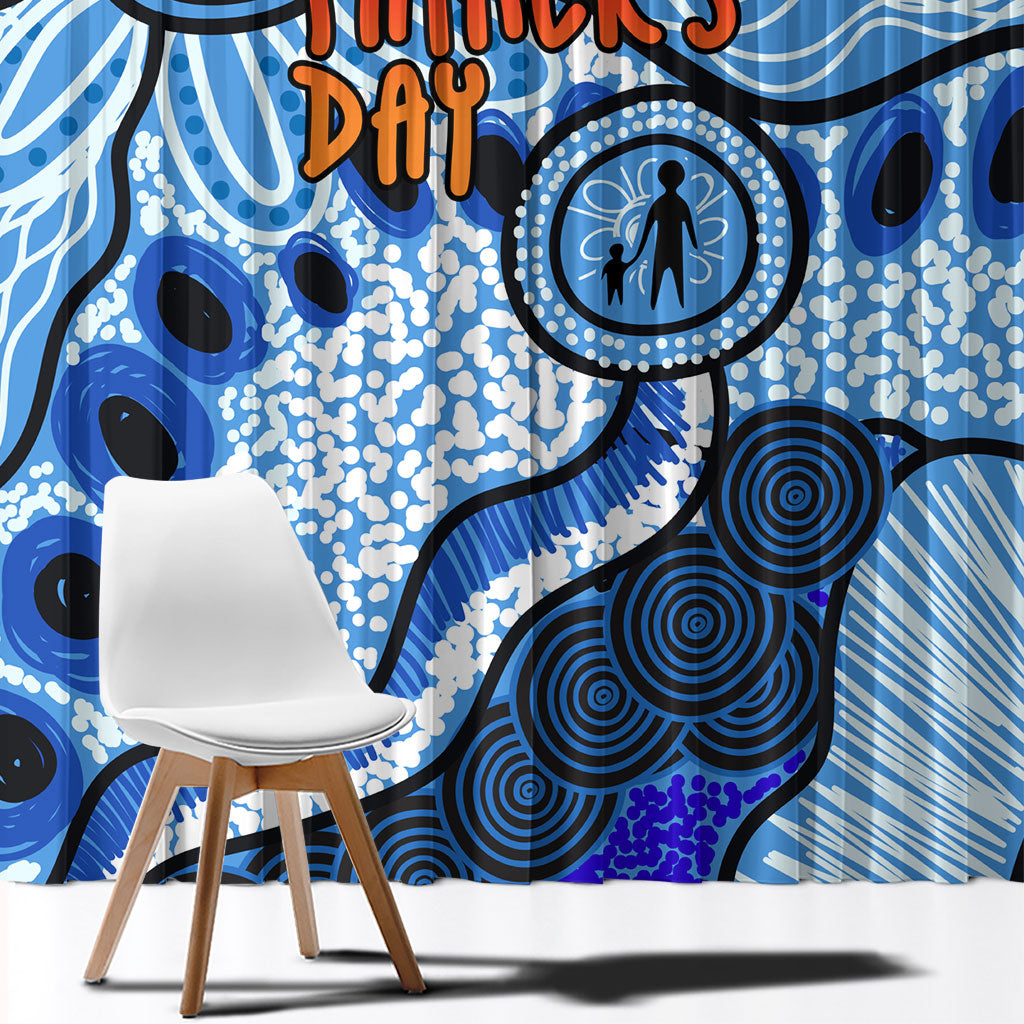 Australia Aboriginal Fathers Day Window Curtain Indigenous Dot Art Pattern - Parent Child