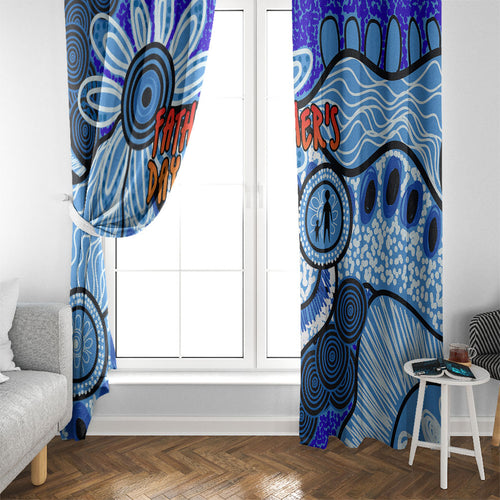 Australia Aboriginal Fathers Day Window Curtain Indigenous Dot Art Pattern - Parent Child