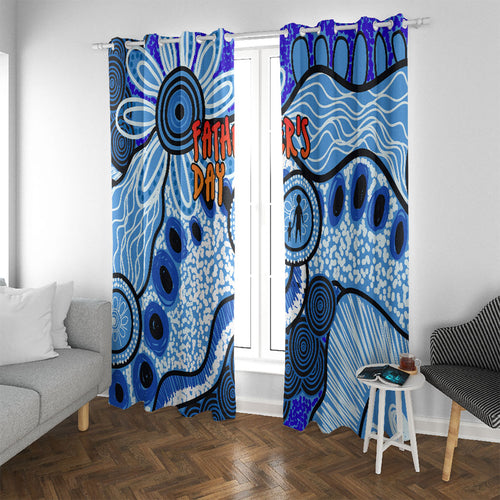 Australia Aboriginal Fathers Day Window Curtain Indigenous Dot Art Pattern - Parent Child
