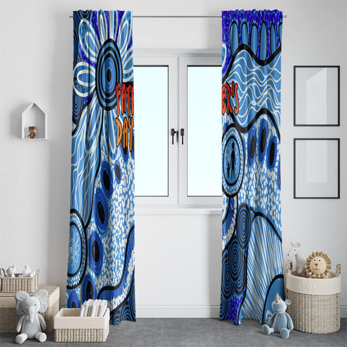 Australia Aboriginal Fathers Day Window Curtain Indigenous Dot Art Pattern - Parent Child