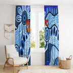 Australia Aboriginal Fathers Day Window Curtain Indigenous Dot Art Pattern - Parent Child