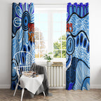 Australia Aboriginal Fathers Day Window Curtain Indigenous Dot Art Pattern - Parent Child