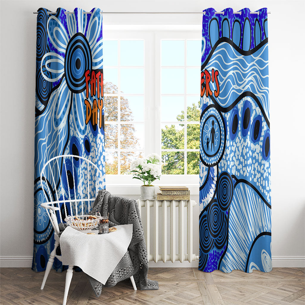 Australia Aboriginal Fathers Day Window Curtain Indigenous Dot Art Pattern - Parent Child