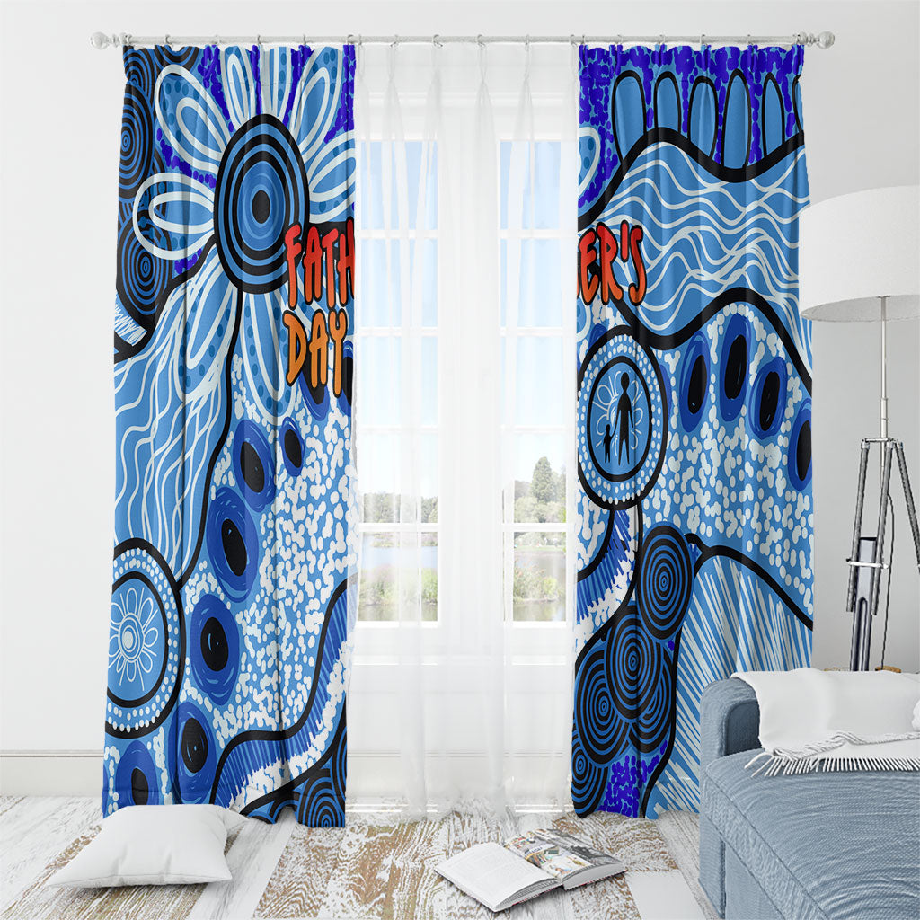 Australia Aboriginal Fathers Day Window Curtain Indigenous Dot Art Pattern - Parent Child