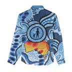 Australia Aboriginal Fathers Day Women Casual Shirt Indigenous Dot Art Pattern - Parent Child