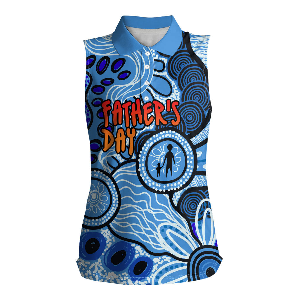 Australia Aboriginal Fathers Day Women Sleeveless Polo Shirt Indigenous Dot Art Pattern - Parent Child