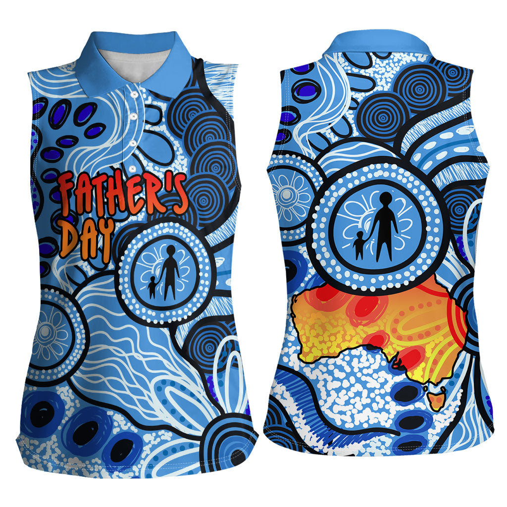 Australia Aboriginal Fathers Day Women Sleeveless Polo Shirt Indigenous Dot Art Pattern - Parent Child