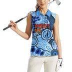 Australia Aboriginal Fathers Day Women Sleeveless Polo Shirt Indigenous Dot Art Pattern - Parent Child