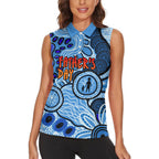 Australia Aboriginal Fathers Day Women Sleeveless Polo Shirt Indigenous Dot Art Pattern - Parent Child