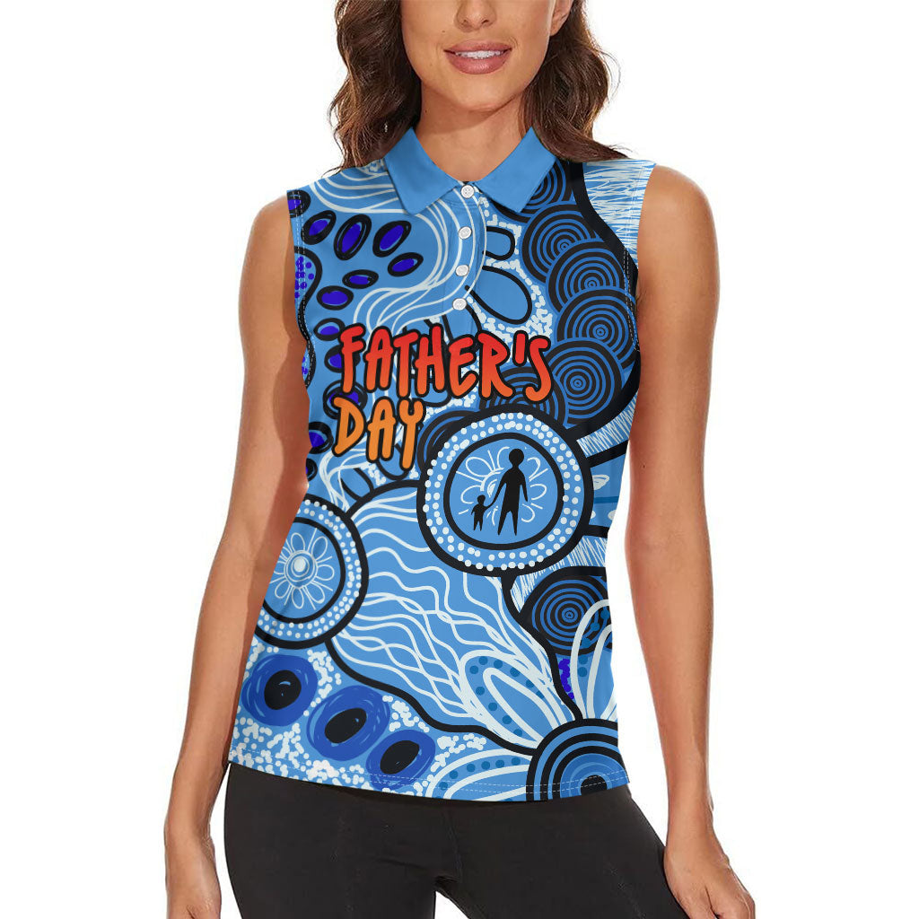 Australia Aboriginal Fathers Day Women Sleeveless Polo Shirt Indigenous Dot Art Pattern - Parent Child