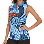 Australia Aboriginal Fathers Day Women Sleeveless Polo Shirt Indigenous Dot Art Pattern - Parent Child