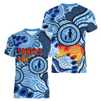 Australia Aboriginal Fathers Day Women V-Neck T-Shirt Indigenous Dot Art Pattern - Parent Child