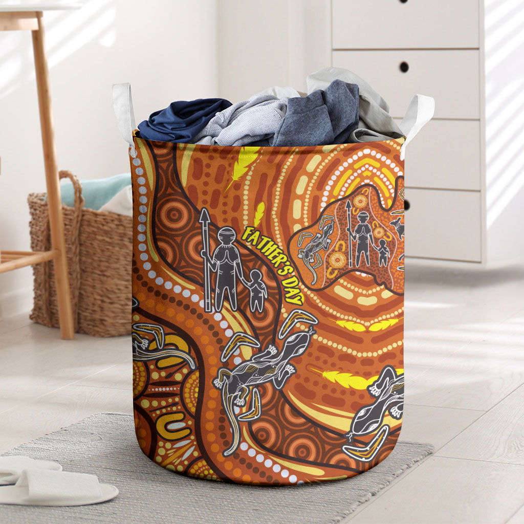 Australia Fathers Day Laundry Basket Aboriginal Dot Art - Kangaroo And Lizard
