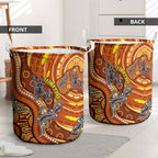 Australia Fathers Day Laundry Basket Aboriginal Dot Art - Kangaroo And Lizard