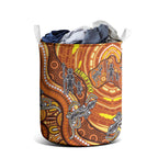 Australia Fathers Day Laundry Basket Aboriginal Dot Art - Kangaroo And Lizard