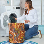 Australia Fathers Day Laundry Basket Aboriginal Dot Art - Kangaroo And Lizard
