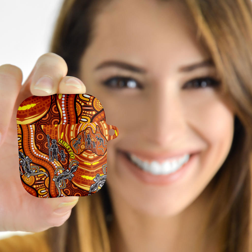 Australia Fathers Day AirPods Case Aboriginal Dot Art - Kangaroo And Lizard