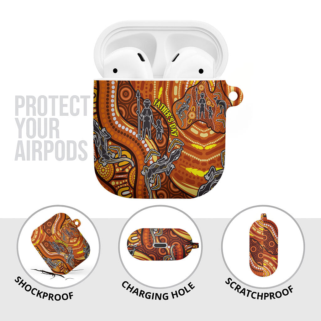 Australia Fathers Day AirPods Case Aboriginal Dot Art - Kangaroo And Lizard